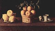 Francisco de Zurbaran Teller mit Zitronen, Korb mit Orangen und Tasse mit Rose oil painting picture wholesale